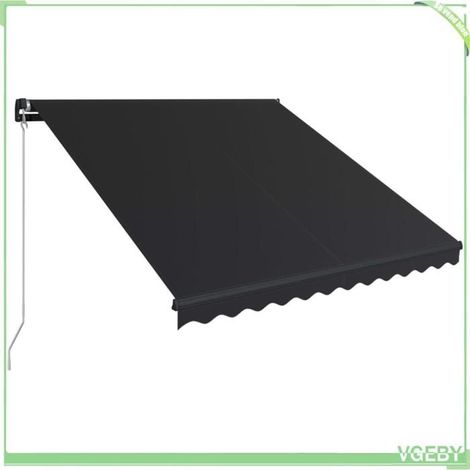 Auvent rétractable manuel - FAFEICY - 3051237 - 300x250 cm - Tissu anthracite hydrofuge anti-UV - Cadre aluminium gris (1/5)