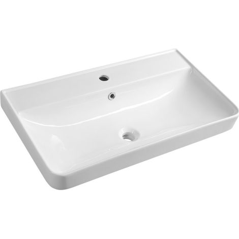 Aqualine - Lavabo pour meuble 80x45 cm, avec trop-plein, trou pour robinetterie, blanc 3080 (1/4)