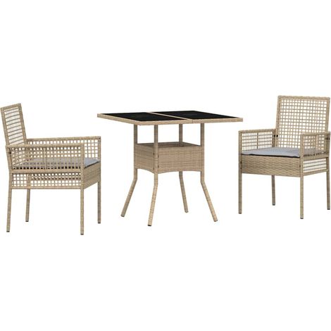 Maison Exclusive - Set da Pranzo per Giardino 3 pz Beige polyrattan (1/5)