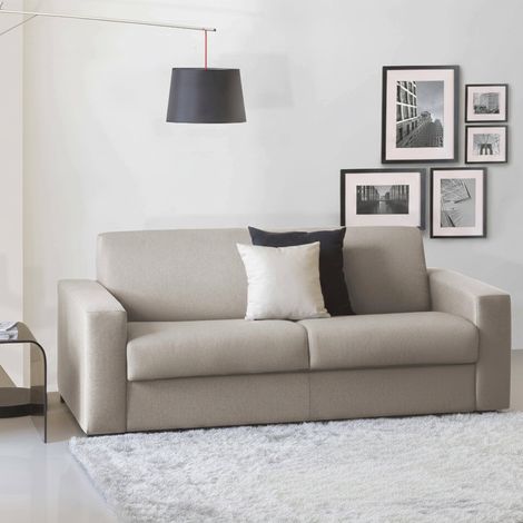 Talamo Italia Canapé Alicia, Canapé 3 places, 100% Made in Italy, Canapé de salon à ouverture pivotante, en tissu matelassé, avec accoudoirs fins, Cm 200x95h90, Tourterelle, avec emballage renforcé (1/5)