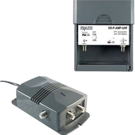 Kit préamplificateur TV - HD LINE - Préampli mât 20-38dB - Alimentation 12V - 2 sorties