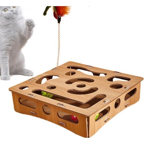 Interaktives Katzenspielzeug – Katzenpuzzlespielzeug – Labyrinthspielzeug für Kätzchen – Pizzle en Bois (1/5)