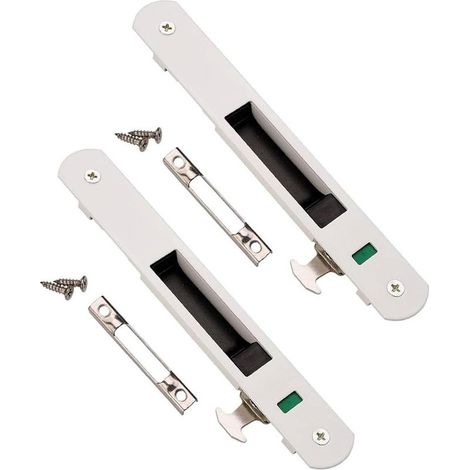 Verrou de porte coulissante à crochet, verrou de porte coulissante, longueur 197 mm x largeur 28 mm (blanc 2) (1/4)