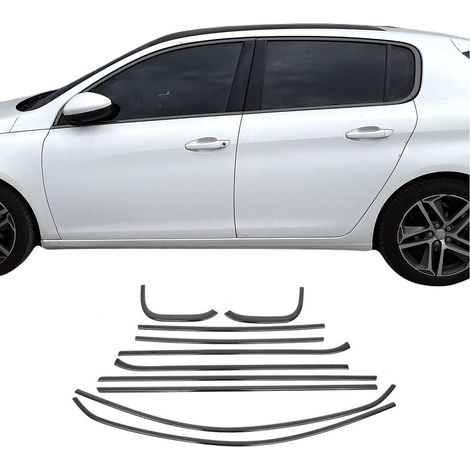 Garniture de Fenêtre pour Peugeot 308 HB 2013-2021 Acier Inox Foncé 10Pcs