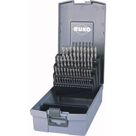 RUKO Coffret de forets hélicoïdaux DIN 338 Type N, HSS-G en cassette plastique - 50 pièces - 214217RO