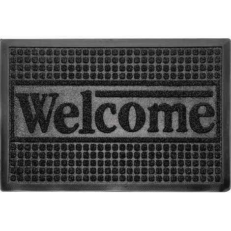 Felpudo de goma negro Welcome para interiores 40 x 60 cm (1/4)