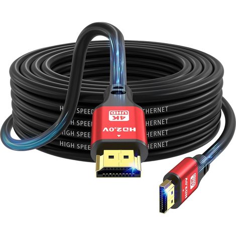 Câble HDMI 2.0 Haute Vitesse 10m, 4K@60Hz 18Gbps, Ultra HD, Ethernet, Audio Return, Vidéo 1080p, 3D, Arc, HDR Compatible avec Xbox, PS5/PS4, HDTV, Ordinateur Portable (Rouge) (1/5)