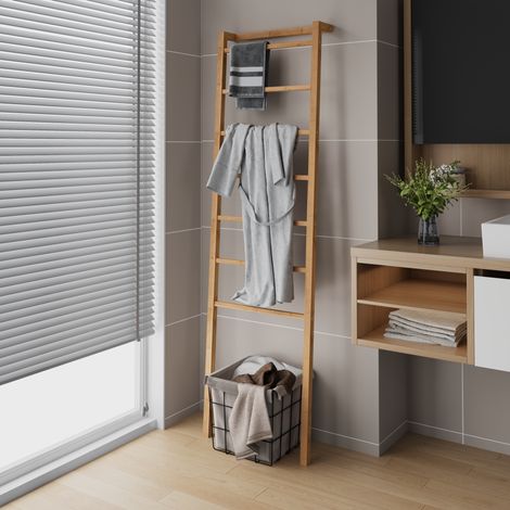 Échelle porte-serviettes bambou 7 barreaux naturel OKMYHOME (1/5)