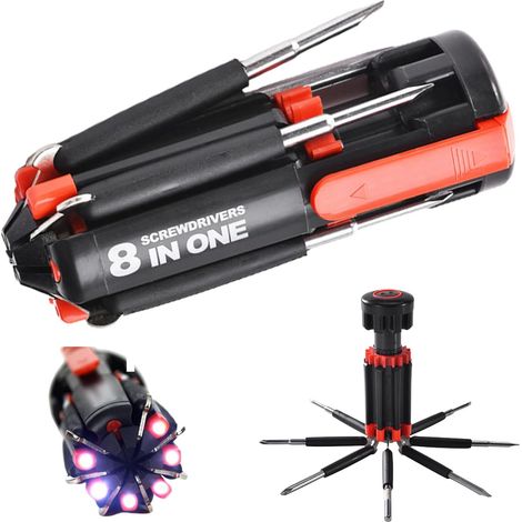 8 Screwdrivers In 1 Tool With Worklight And Flashlight For General Diy Maintenance Home Kitchen Computer Nightwork Repair And More (1/5)