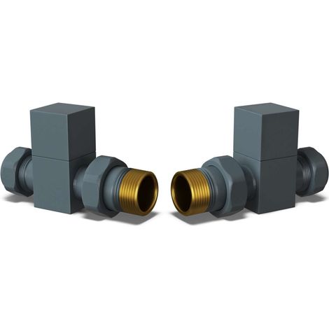 Square - Anthracite Radiator Valves Straight 15mm