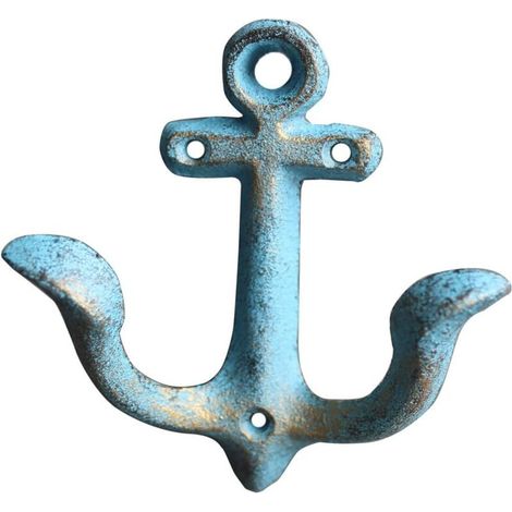 Vintage Rustic Cast Iron Nautical Anchor Wall Hooks Hooks Rack, Antique Style Metal Wall Decor Home Bathroom Towel Clothes Hooks Hanger