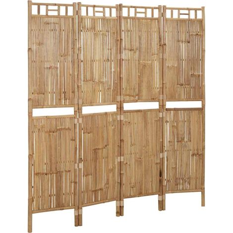 Paravent Cloison de séparation 4 panneaux, Pour Jardin, Balcon, Terrasse Bambou 160x180 cm OIB6832E (1/5)