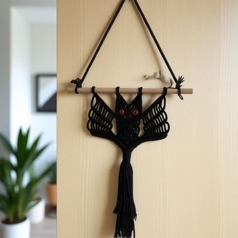 Handgefertigte dekorative Baumwollfledermaus – Ideale saisonale Wanddekoration für Halloween und als Wohnaccessoire (Schwarze Fledermaus) (1/5)