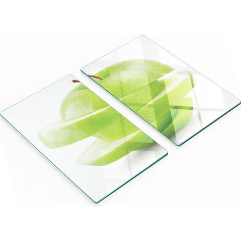 Küchenschneidebretter aus Glas mit grünem Apfelmotiv, 2 x 30 x 52 cm (1/5)