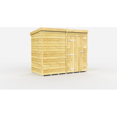 7 x 4 Feet Pent Shed - Single Door Without Windows - Wood - L118 x W214 x H201 cm
