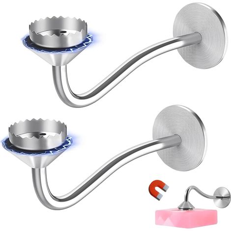 2 Pièces  Porte Savon Magnétique, Aimanté sans Perçage, en Acier Inoxydable pour Salle de Bain, Balcon, Cuisine - Douche (1/5)