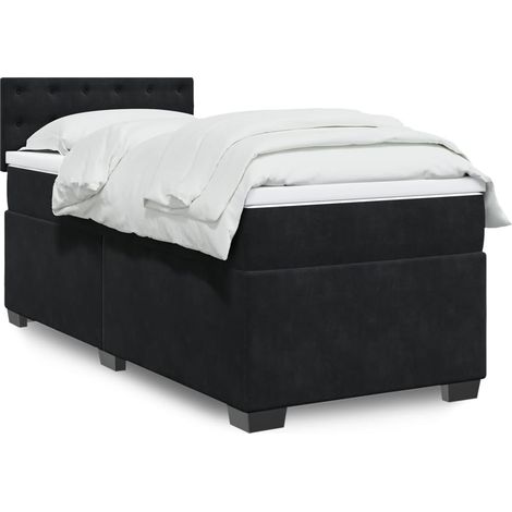 Boxspringbett mit Matratze Schwarz 90x200 cm Samt