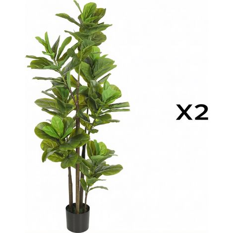 Set de 2 higuera lira artificial 150 cm con maceta de cemento, planta de interior artificial (1/4)