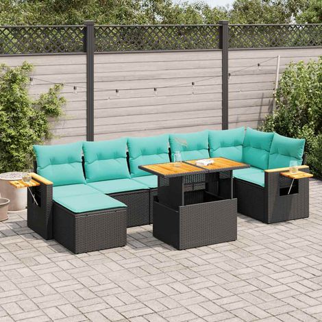 vidaXL Salon de jardin avec coussins 8 pcs gris résine tressée acacia (1/5)