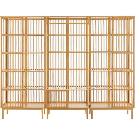 Juego de 1 estante y 2 estantes de bambú 185 x 240 x 45 cm natural 030008164 (1/5)