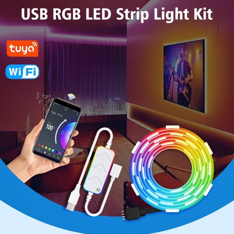 Ortviai Bande LED RVB WiFi pour TV – 3 m, Contrôle vocal & synchronisation musique, Alimentation USB 5 V, Éclairage arrière intelligent