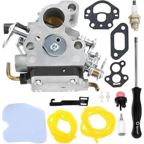 Kit de réparation de carburateur compatible avec tronçonneuse Husqvarna 235 236 240 120 Remplacement pour C1T-W33C 574719402 545072601 avec joint, filtre, bulbe d’amorçage, bougie (1/4)