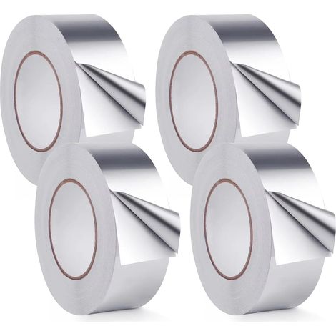 4 Rolls 50mm x 20m Aluminum Foil Tape Waterproof Heat Resistant Tape for Vapour Barrier Ventilation Air Conditioning (1/5)