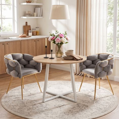 Poltrona moderna con braccioli in metallo grigio, set da 2 (1/5)
