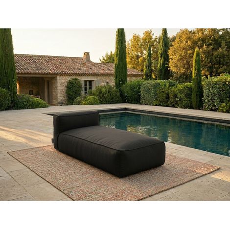 BOBOCHIC - Méridienne sans accoudoir pour canapé de jardin modulable GIULIA avec bâche de protection Noir (1/5)