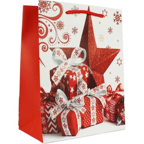 Borsa natalizia BAG8607, bianca e rossa, 44x31x12 (1/5)