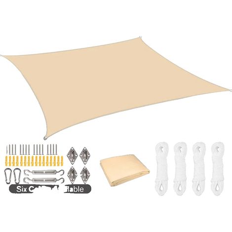 Vela de sombra, impermeable, con protección UV, amarilla, 24 piezas, 2x3 m (1/2)