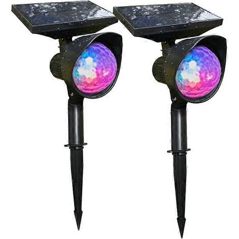 Lampes solaires d'extérieur étanches, 9 modes d'éclairage, projecteurs de jardin colorés pour éclairage paysager extérieur, idéal pour la cour, la maison, la piscine ou le jardin. (1/5)