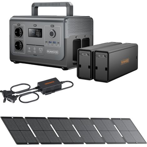 Kit Atelier Mobile RUNHOOD - 1200 W + 648 Wh + 100 W Solaire - Energie Nomade pour Chantier et Reparation