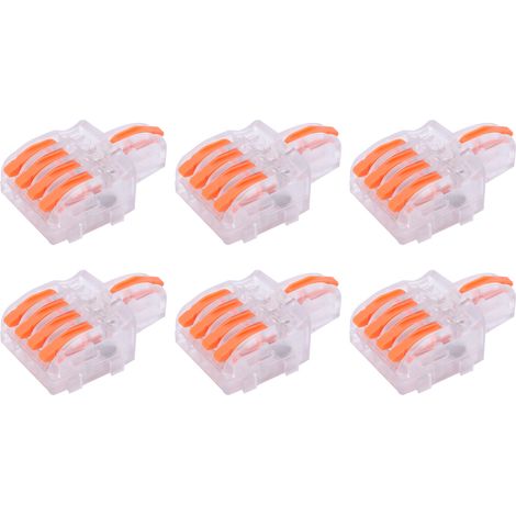 Connecteur rapide fil TType 20 pièces, bornier cuivre 1 entrée 4 sorties, bloc jonction électrique orange pour contrôle. (1/5)