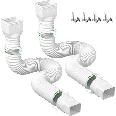 A set of two flexible downpipe extensions, with screws, 1.5 meters long - white. (1/5)