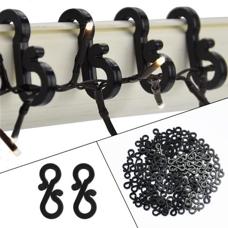 120 pièces Crochets de Gouttière Noirs pour Fixer des Lumières de Noël en Extérieur, Pinces de Gouttière Idéales pour Accrocher des Lumières en Décoration Extérieure pour Halloween et Noël (1/5)