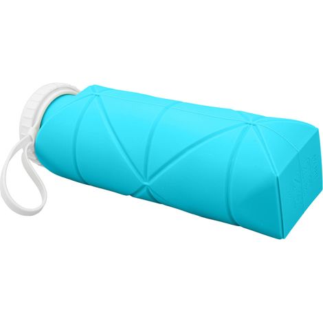 Gourde pliable de 600 ml en silicone alimentaire, étanche et légère, idéale pour les voyages, la salle de sport, le camping et le sport. Couleur : bleu-vert. (1/5)