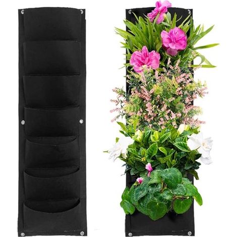 Fioriera sospesa a 7 scomparti, grande fioriera verticale, muri da giardino, portavasi intrecciati per esterni, giardini, cortili, balconi (1/5)