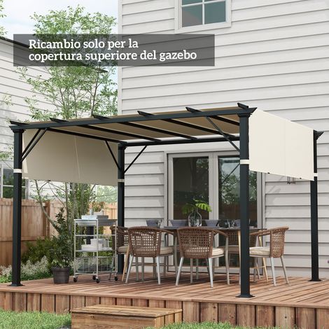 Housse kiosque pergola en polyester poches sangles - Dimensions: 3x3 m 488x122 cm - Couleur: Blanc, Crème