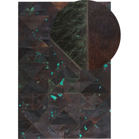 Tappeto in pelle nero / turchese 160 x 230 cm Atalan