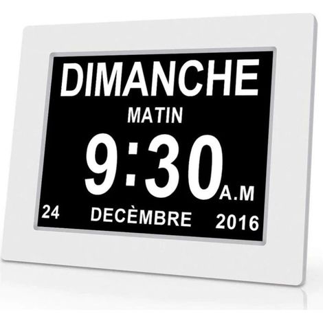 Horloge calendrier numérique One Piece 7 pouces avec date et heure, horloge Alzheimer pour parents, rappel de médicaments pour grands-parents et enfants - Blanc - 20414324mm (1/5)