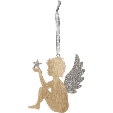 Paris Prix - Sujet De Noël Ange polaire 19cm Naturel & Argent