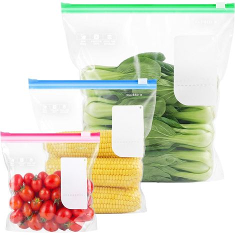 Multi-purpose Zipper, 75 Reusable Food Storage Pouches, 3 Sizes, for Batch Baking, Fruit, Vegetables, Meat, Snacks (1/5)