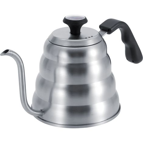RASTKY Edelstahl-Teekanne mit Schwanenhalsausguss und Thermometer, ideal für Cafés und Restaurants (Sanding Plus Thermometer 1,2 l)