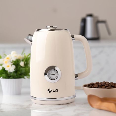 Retro Electric Kettle with Temperature Display, Light Luxury Stainless Steel Hot Water Boiler with LED Digital Screen, Premium Gooseneck / Cordless Design for Home Kitchen Office (1/5)