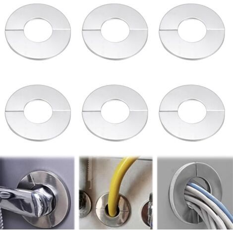 6 couvercles de tuyaux, colliers de tuyaux en acier inoxydable pour cuisines et salles de bains (1/5)