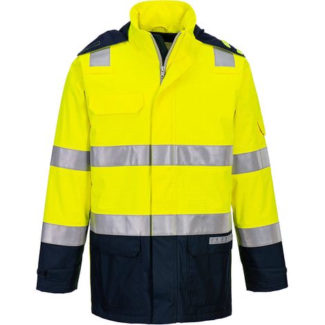 Parka Bizflame Rain+ Hi-vis Light Arc - Xl - Jaune/marine - Portwest