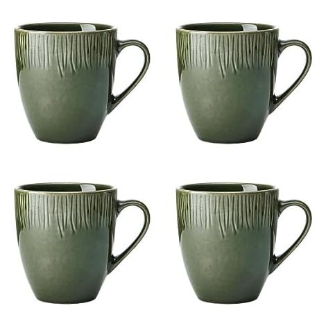 Mikasa Jardin Set de 4 Tassen, Grün, Set de 4 Tassen, 420ml Tassen de Gres für Tee & Kaffee - Geschenkbox de und spülmaschinenfest (1/5)