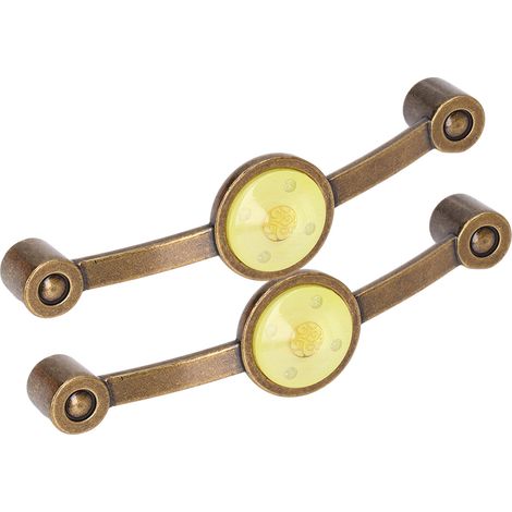 2 lots poignées en alliage zinc imitation cuivre antique, moderne rustique tiroir cuisine, acrylique coloré jaune (lot de 2 par paquet) (1/5)