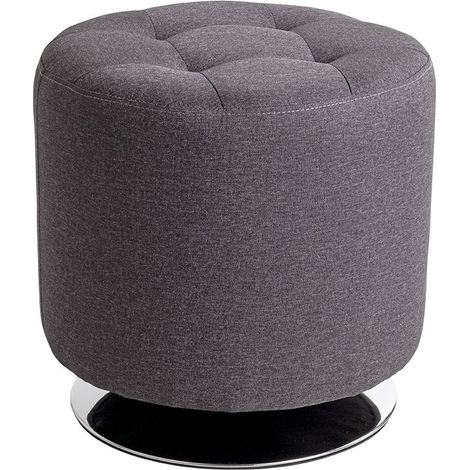 Tabouret rembourré rond pivotant coloris Anthracite - Longueur 44 x Profondeur 44 x Hauteur 43 cm (1/5)